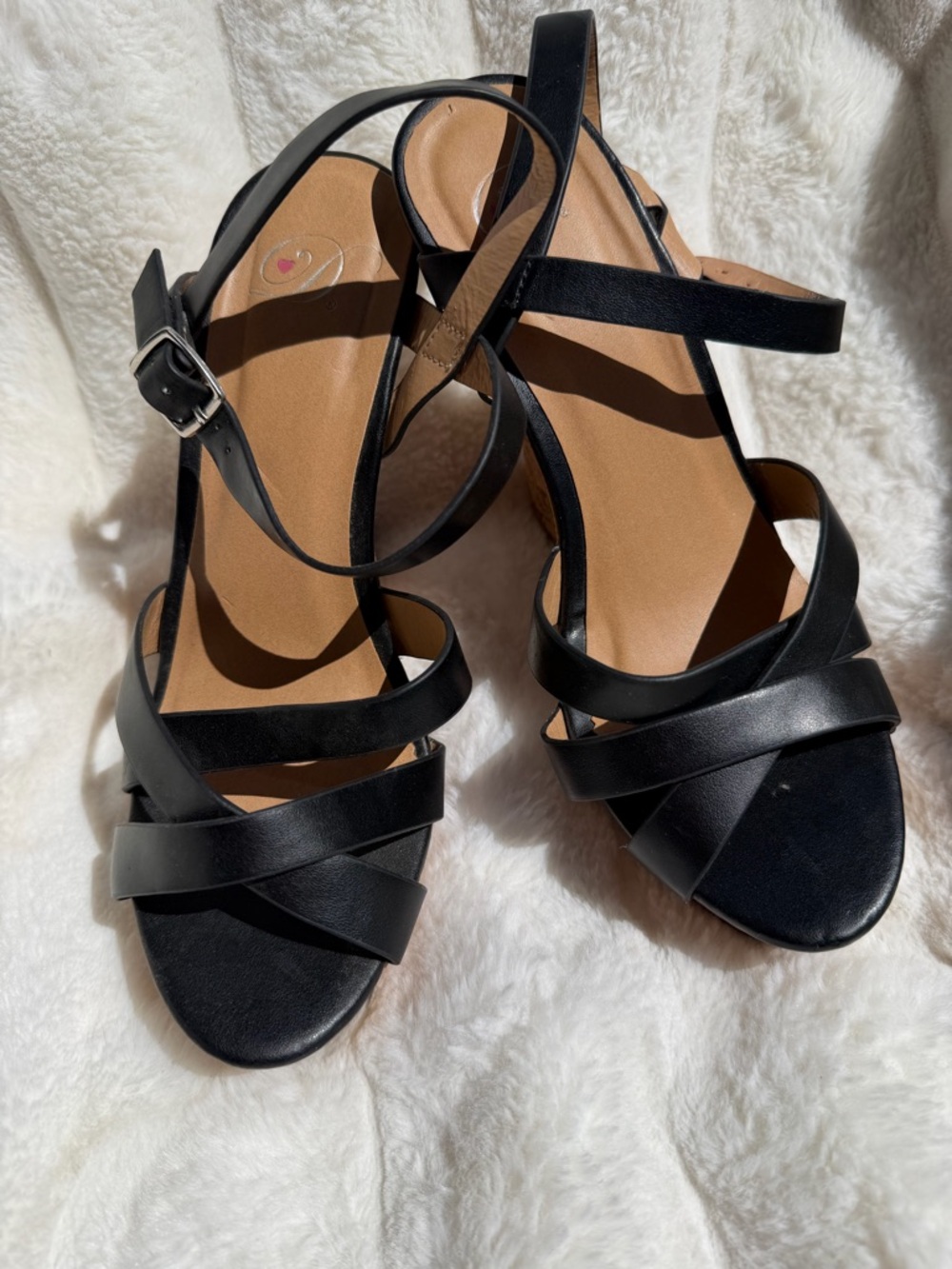 Size 8 Black Strappy Women's Sandals - Classic Wear